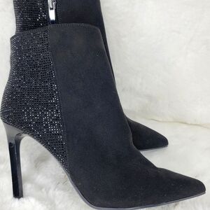 NINE WEST NWT Booties Boots Woman's Heels Suede Black Stone authentic designer